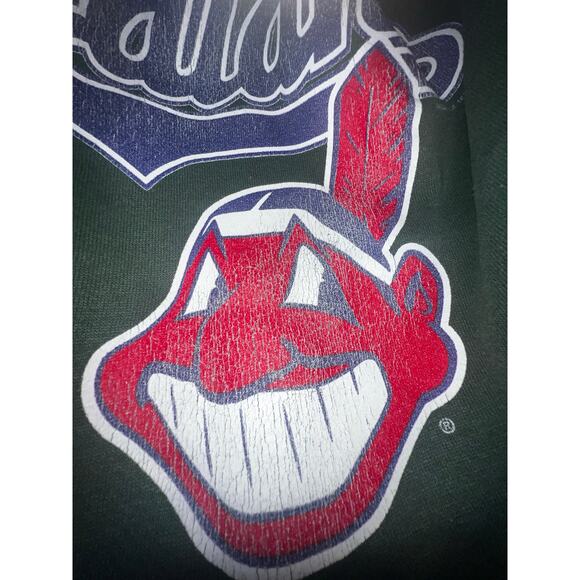 Vintage Nutmeg Cleveland Indians 90s crewneck over sized sweater large logo face - Picture 3 of 8
